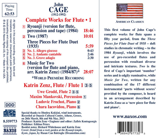 Cage: Complete Works for Flute, Vol. 1