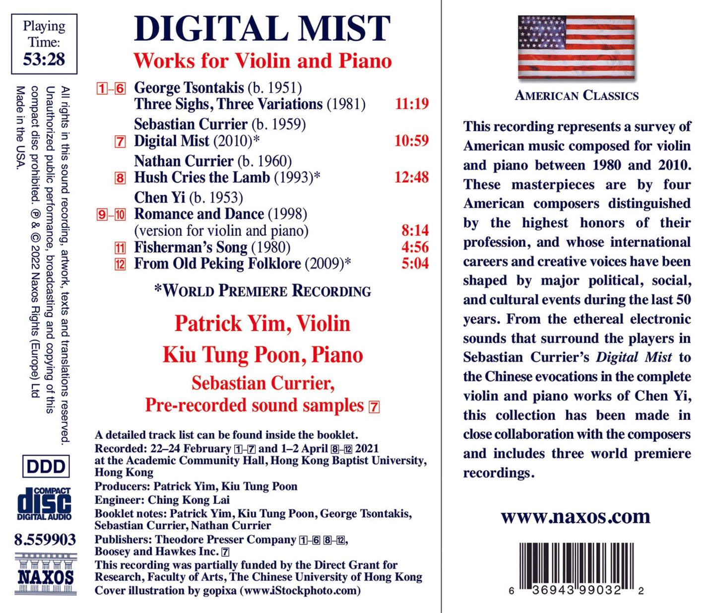 Currier, Currier, Tsontakis & Yi: Digital Mist - Works For V  Patrick Yim, Kiu Tung Poon, Sebastian Currier