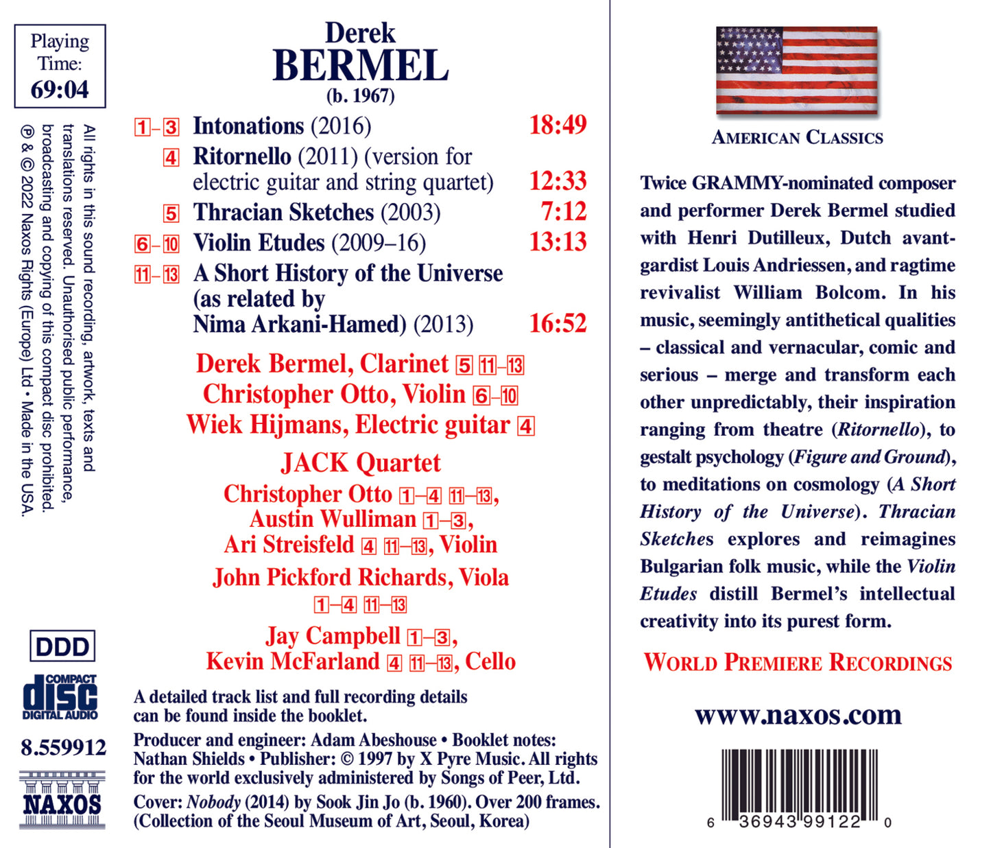 Bermel: Intonations - Music For Clarinet & Strings  Jack Quartet, Derek Bermel, Wiek Hijmans, Christopher Otto