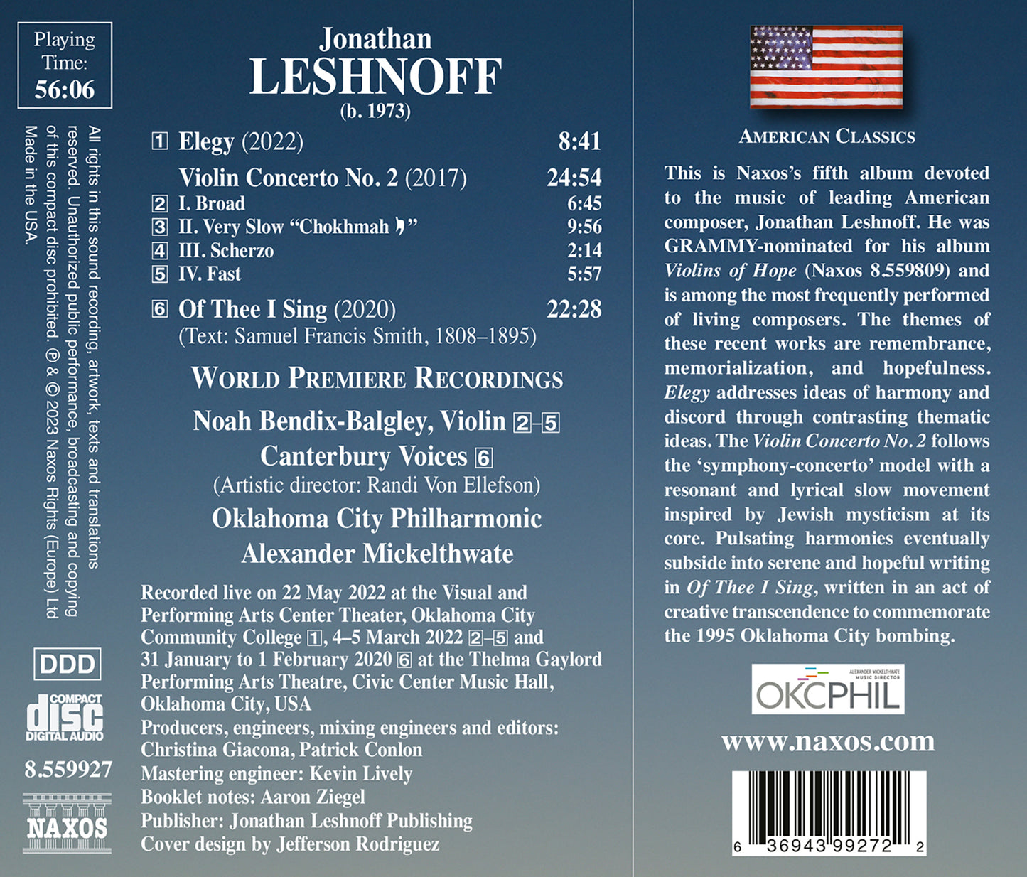 Leshnoff: Elegy; Violin Concerto No. 2; Of Thee I Sing