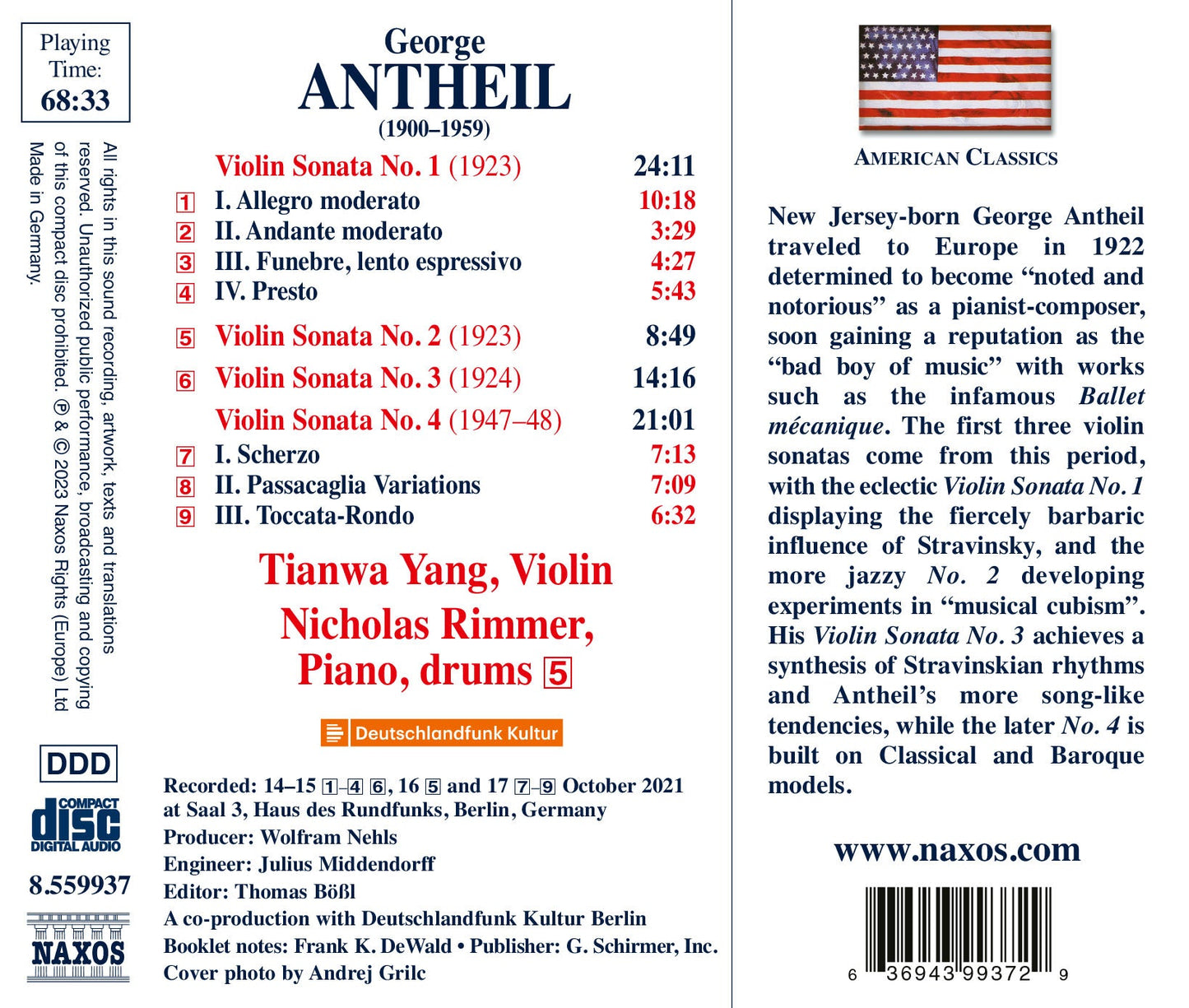 Antheil: Violin Sonatas Nos. 1-4