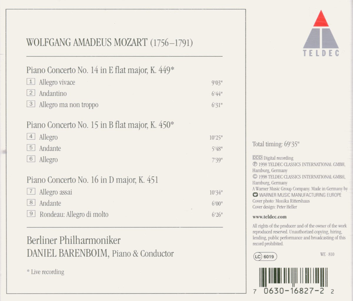 Piano Concertos Nos 14, 15 & 1  Barenboim, Berlin Philharmonic Orchestra