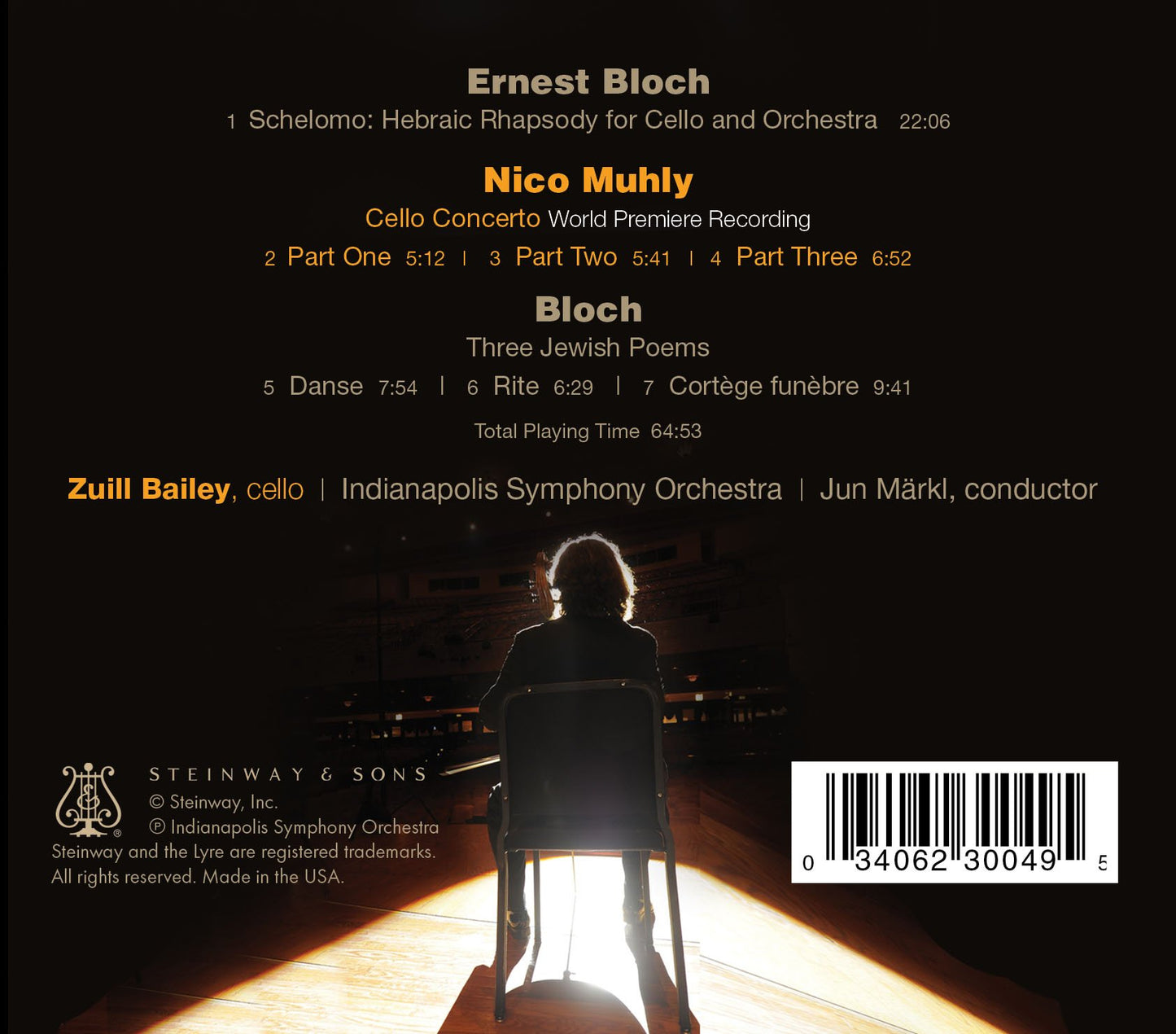 Muhly: Cello Concerto - Bloch: Schelomo & 3 Jewish Poems