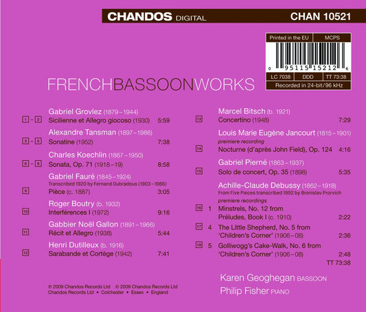 Bassoon Recital: Geoghegan, Karen – GROVLEZ, G. / TANSMAN, A