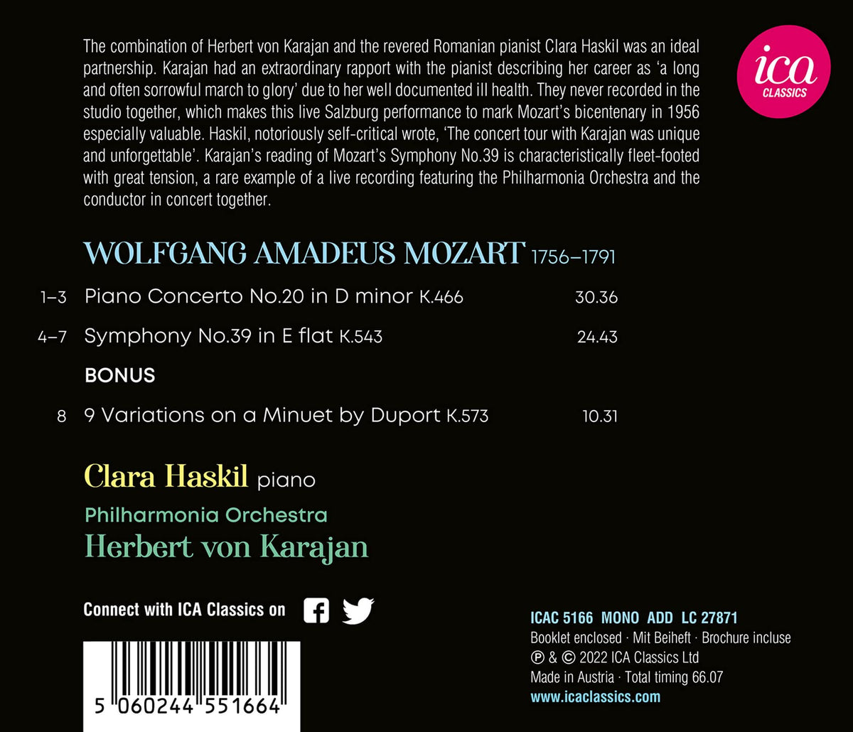 Mozart: Piano Concerto No. 20; Symphony No. 39; 9 Variations