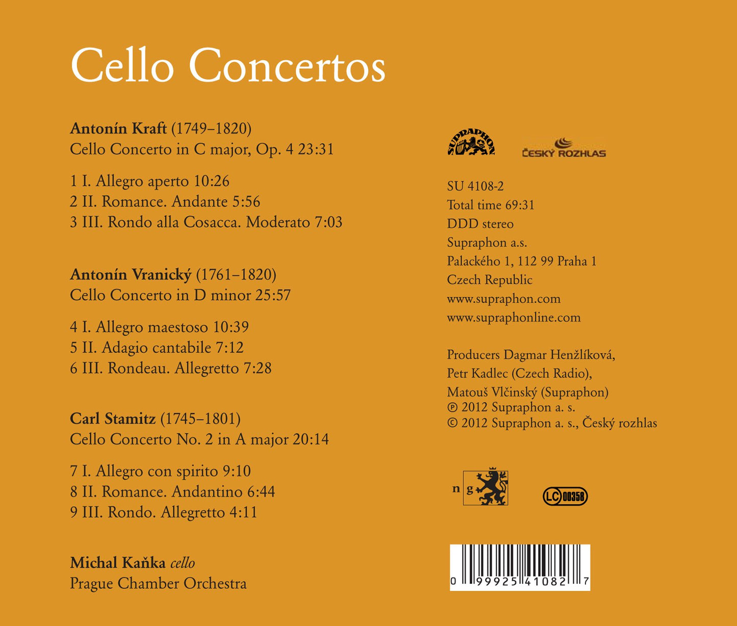 Michal Kanka -Kraft, Vranický & Stamitz: Cello Concertos
