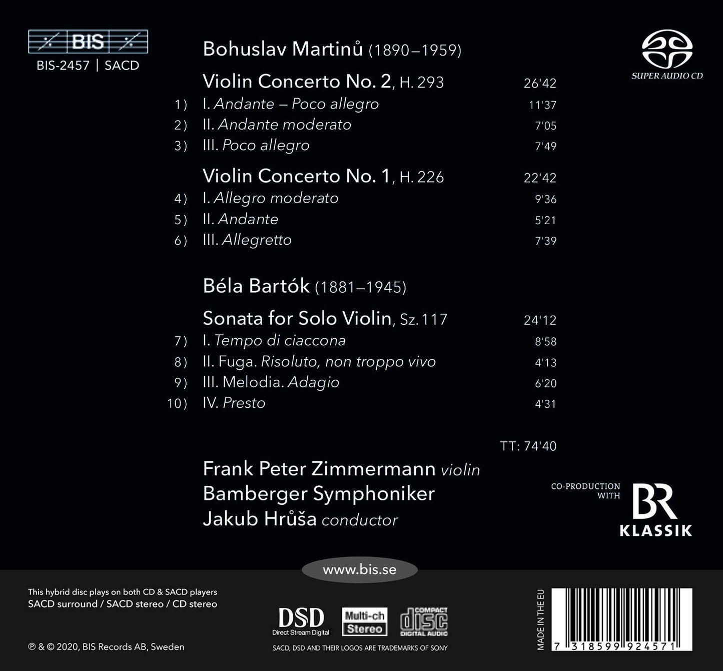 Martinu: Violin Concertos Nos. 1 & 2 - Bartók: Violin Sonata