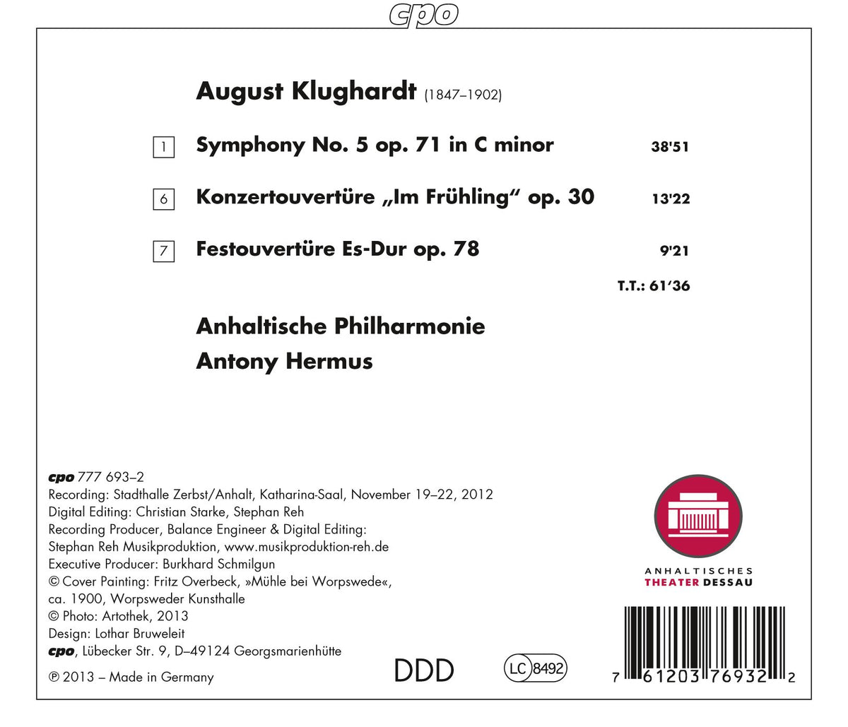 Klughardt: Symphony No. 5, Op. 71 & Overtures