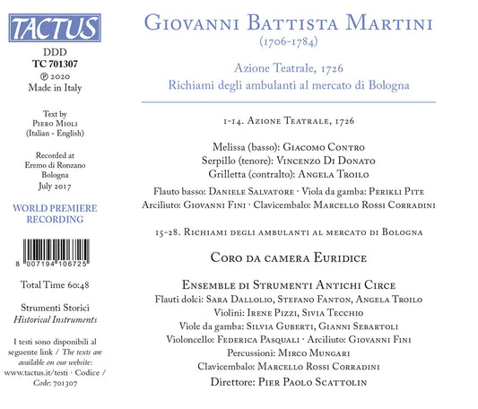 Martini: Azione Teatrale, 1726 - Richiami degli ambulanti al