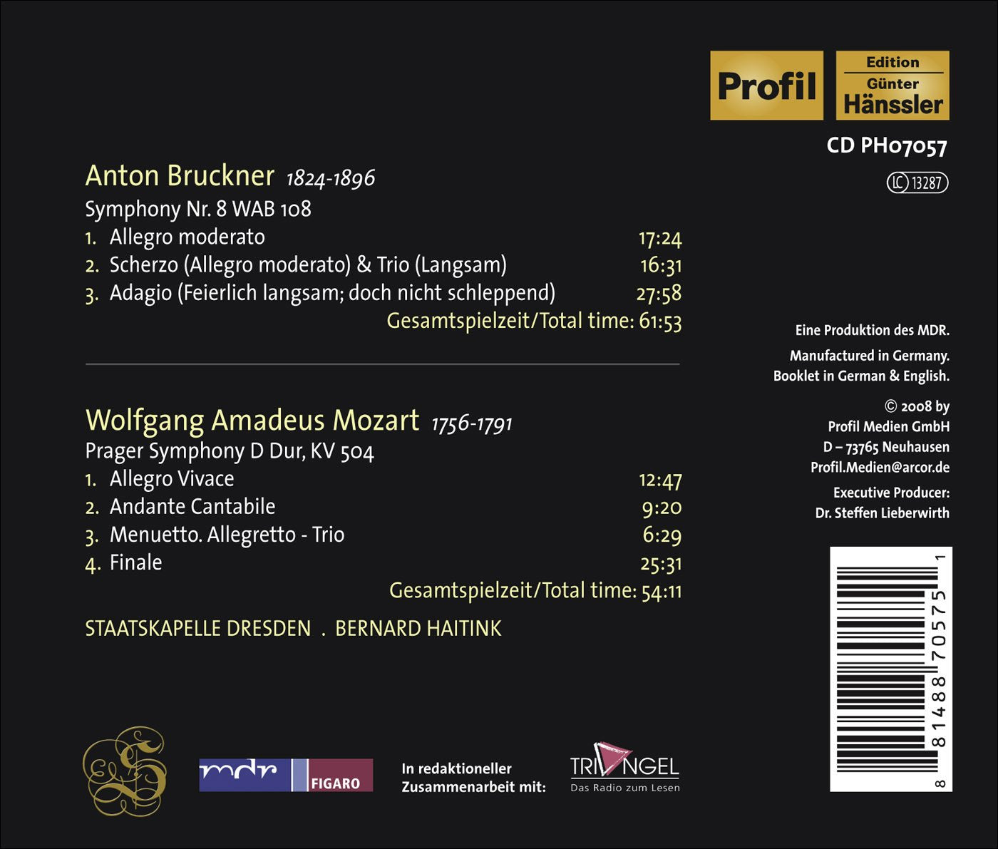 Bruckner, A.: Symphony No. 8 / Mozart, W.A.: Symphony No. 38