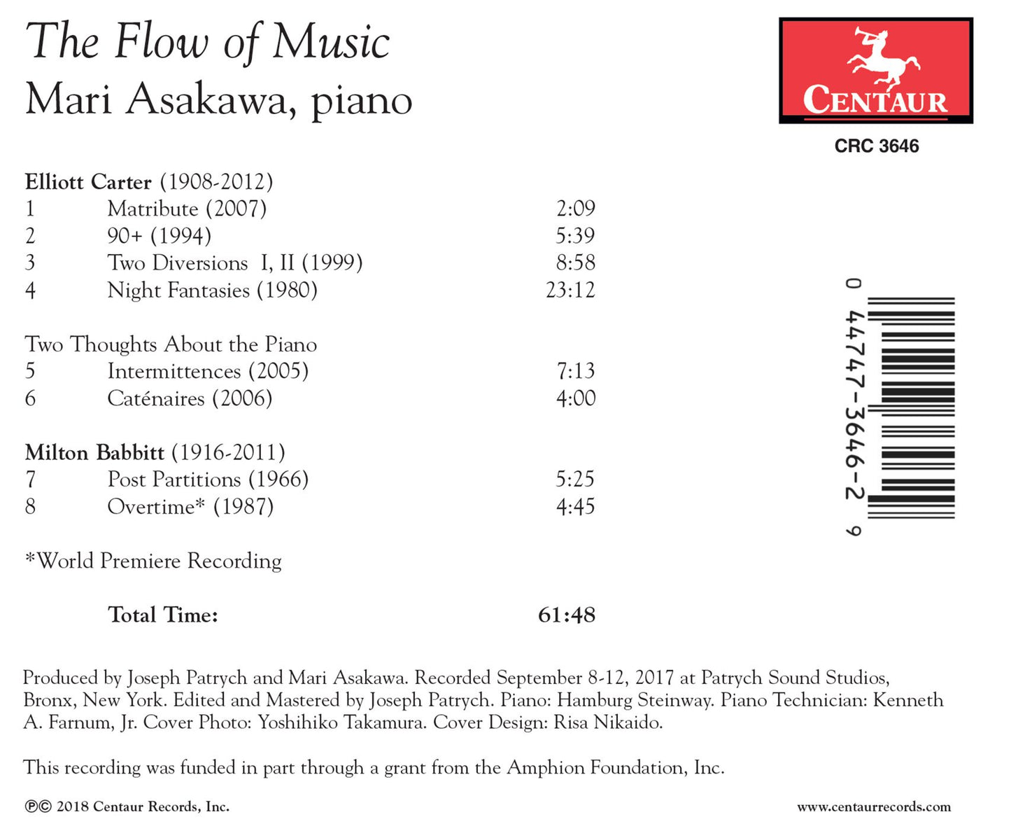 The Flow of Music: Piano Works of Carter & Babbitt