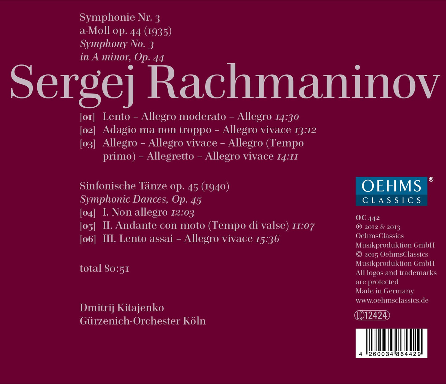 Rachmaninoff: Symphony No. 3 in A Minor, Op. 44 & Symphonic