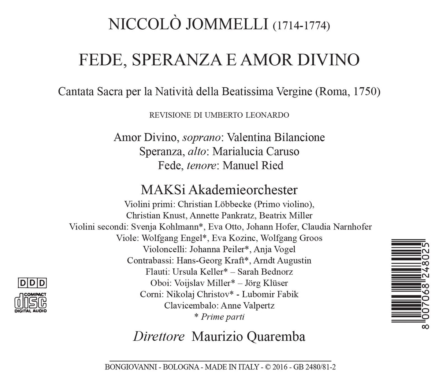 Jommelli: La natività della Beatissima Vergine (1750 Version