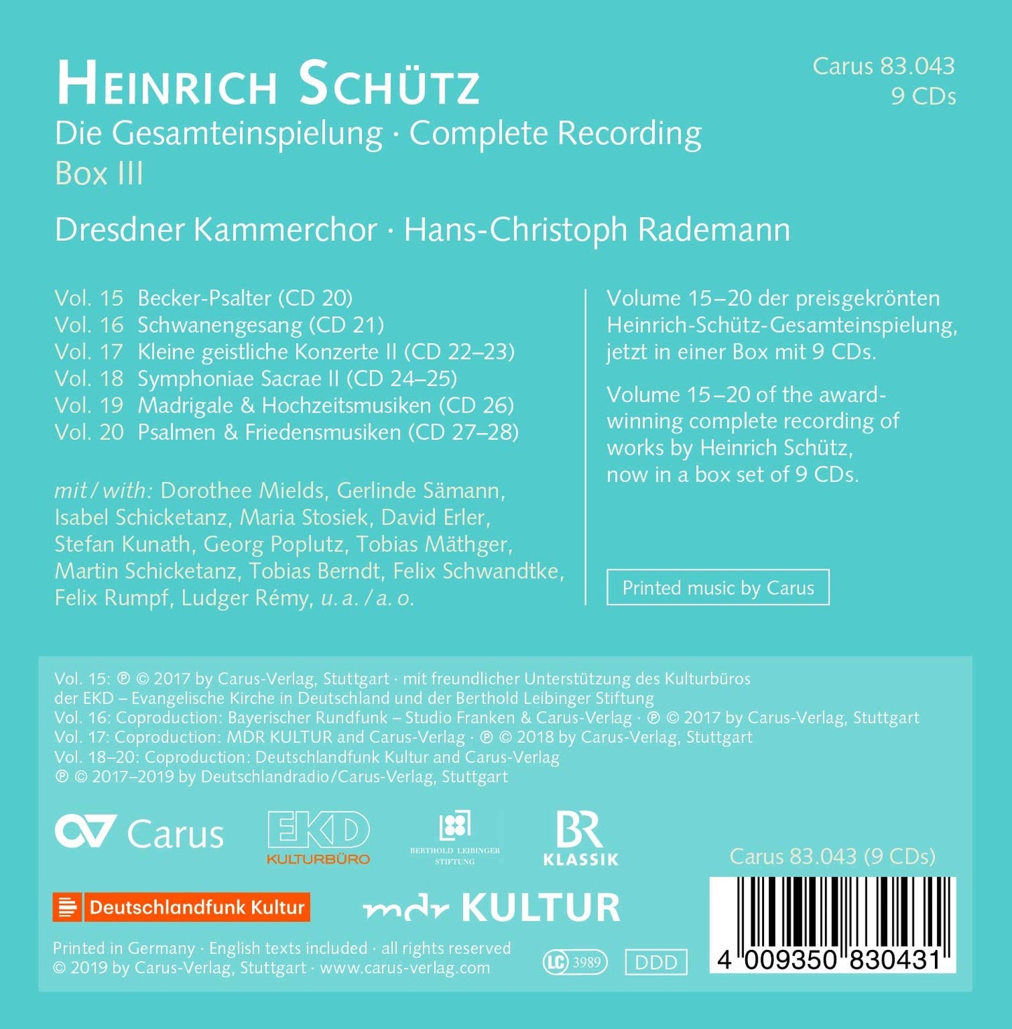 Schütz: Complete Recording, Box III