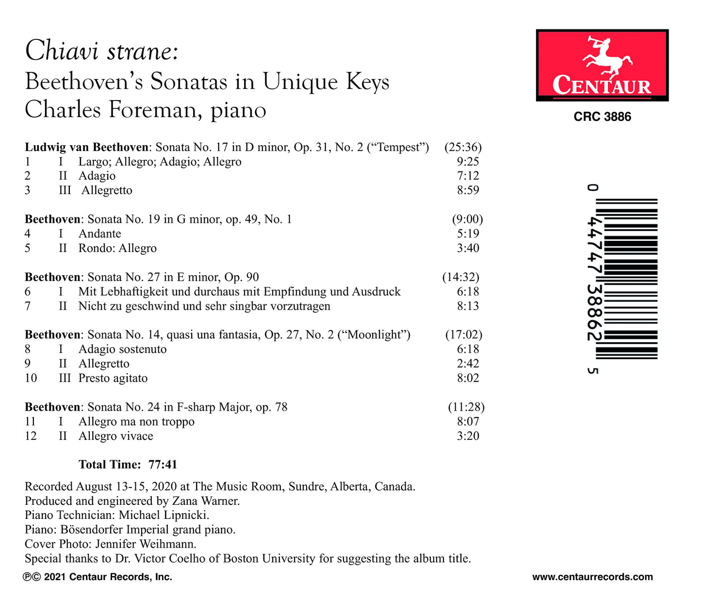 Chiavi strane - Beethoven's Sonatas in Unique Keys