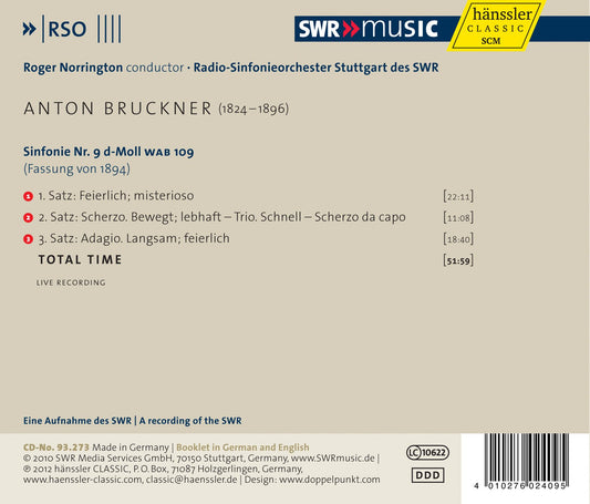 Bruckner: Symphony No. 9 (original 1894 version, ed. L. Nowa