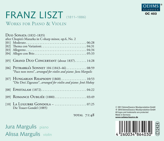 Liszt: Works for Piano & Violin