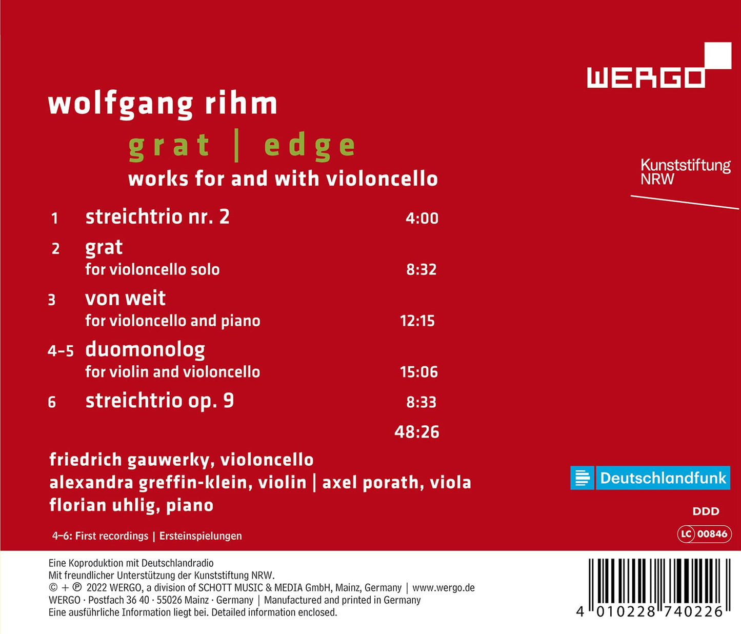 Rihm: Grat - Edge - Works for & with Violoncello