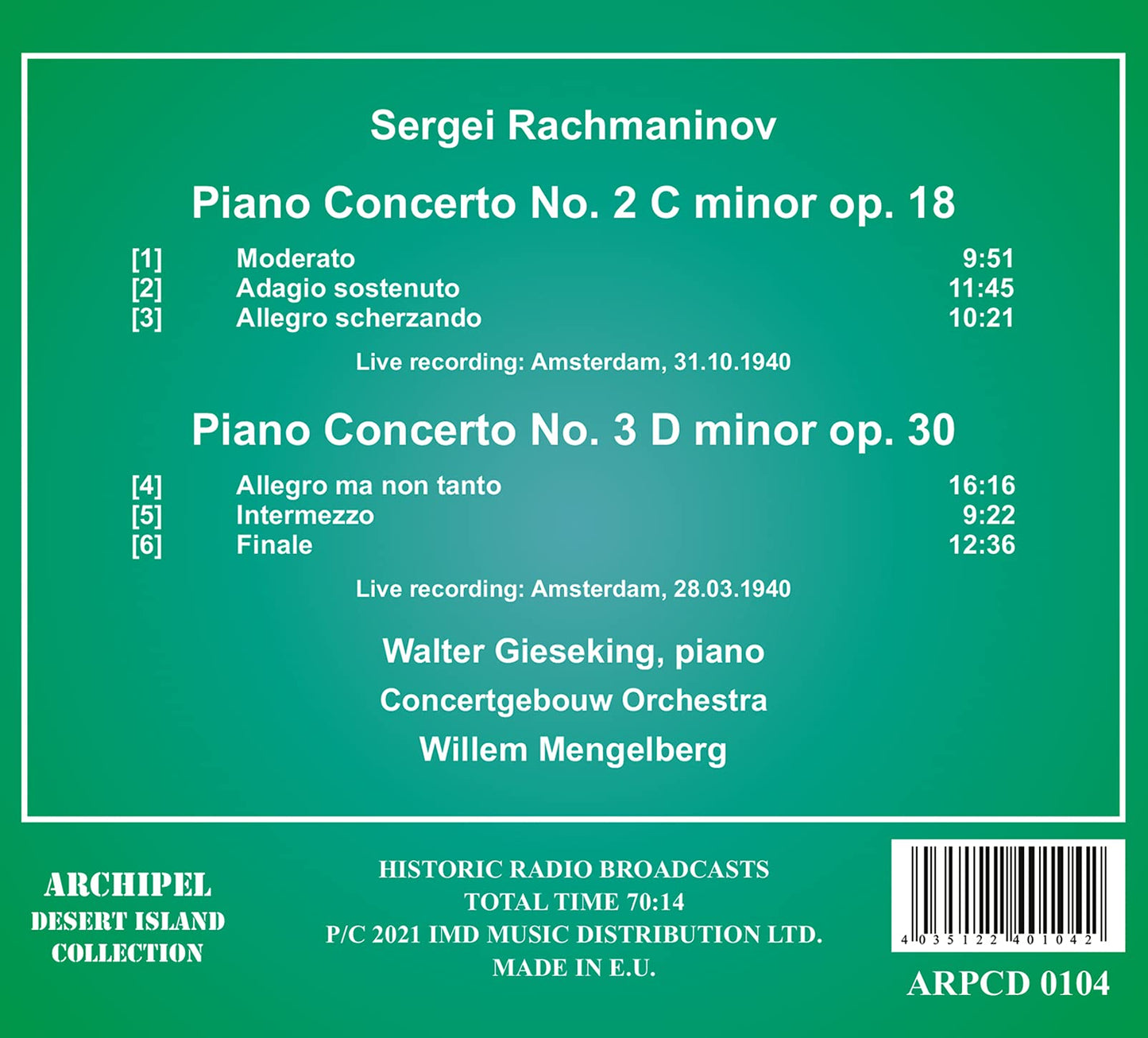 KLAVIERKONZERTE 2 & 3  GIESEKI