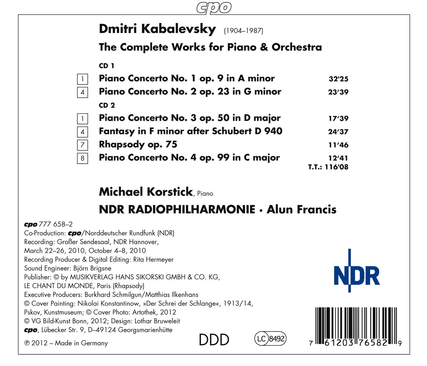 Kabalevsky: Complete Piano Concertos