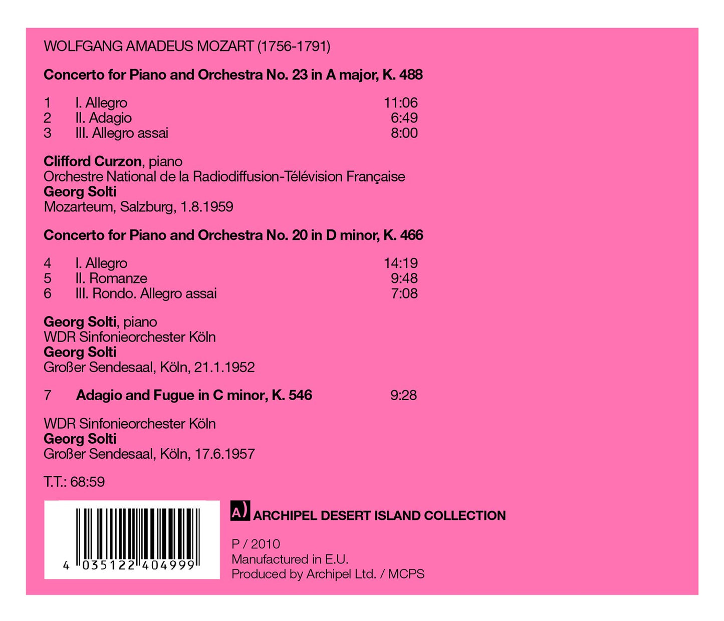 Clifford Curzon and Georg Solti Live Recordings