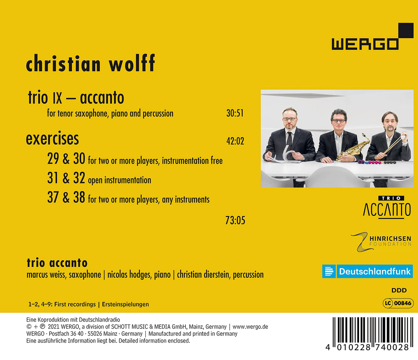 Christian Wolff: Trio IX and Exercises