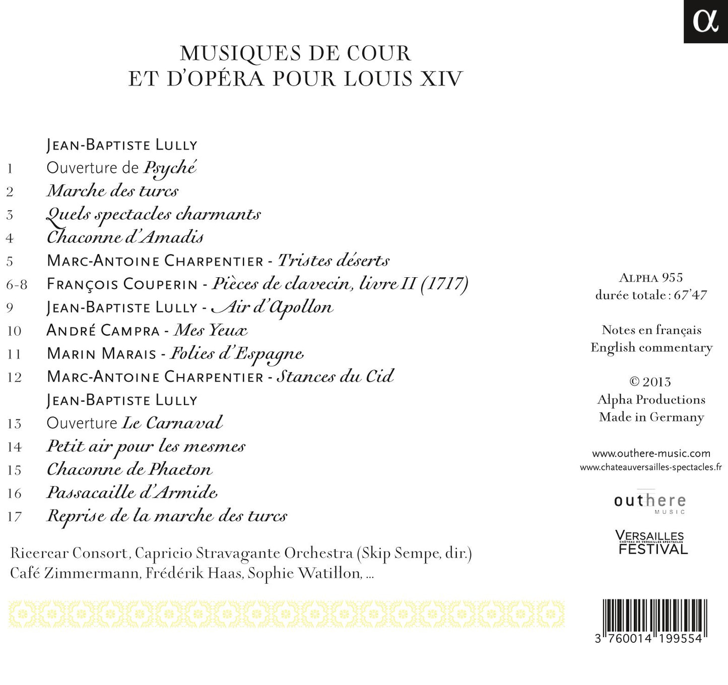 MUSIQUES DE COUR ET D'OPERA PO