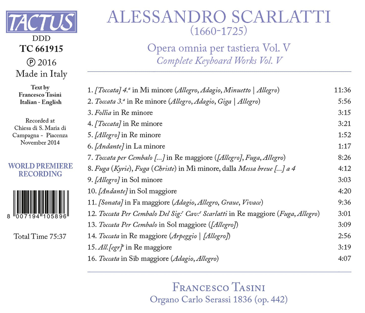 A. Scarlatti: Opera omnia per tastiera, Vol. 5