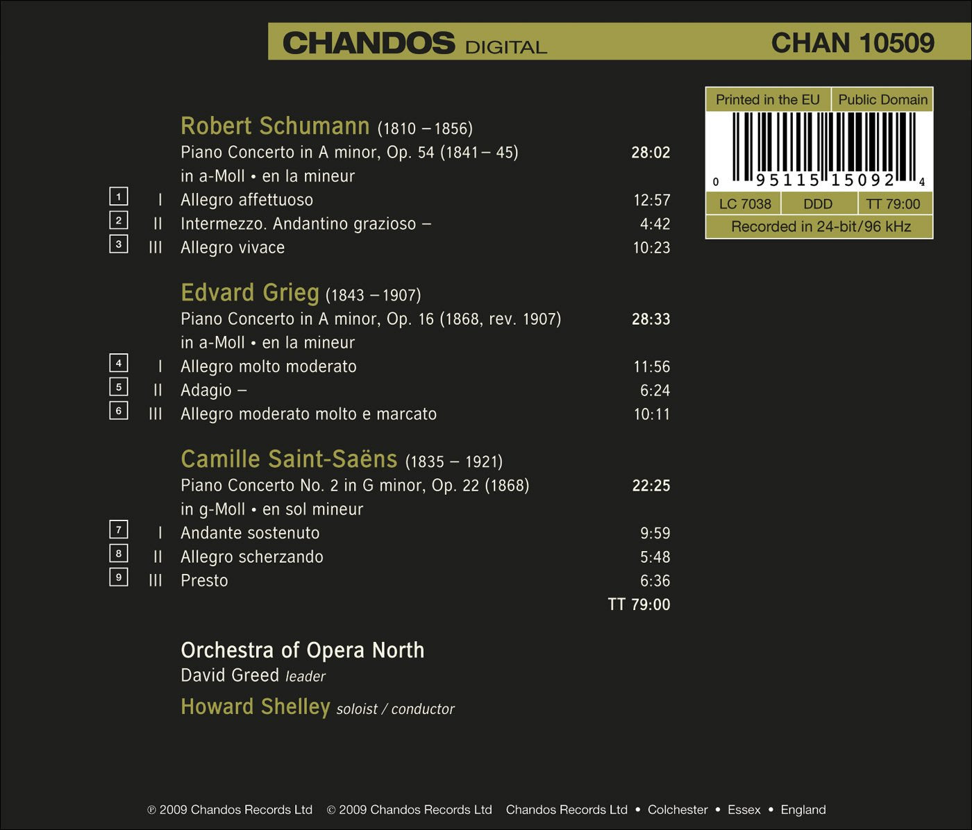Schumann, R.: Piano Concerto, Op. 54 / Grieg, E.: Piano Conc