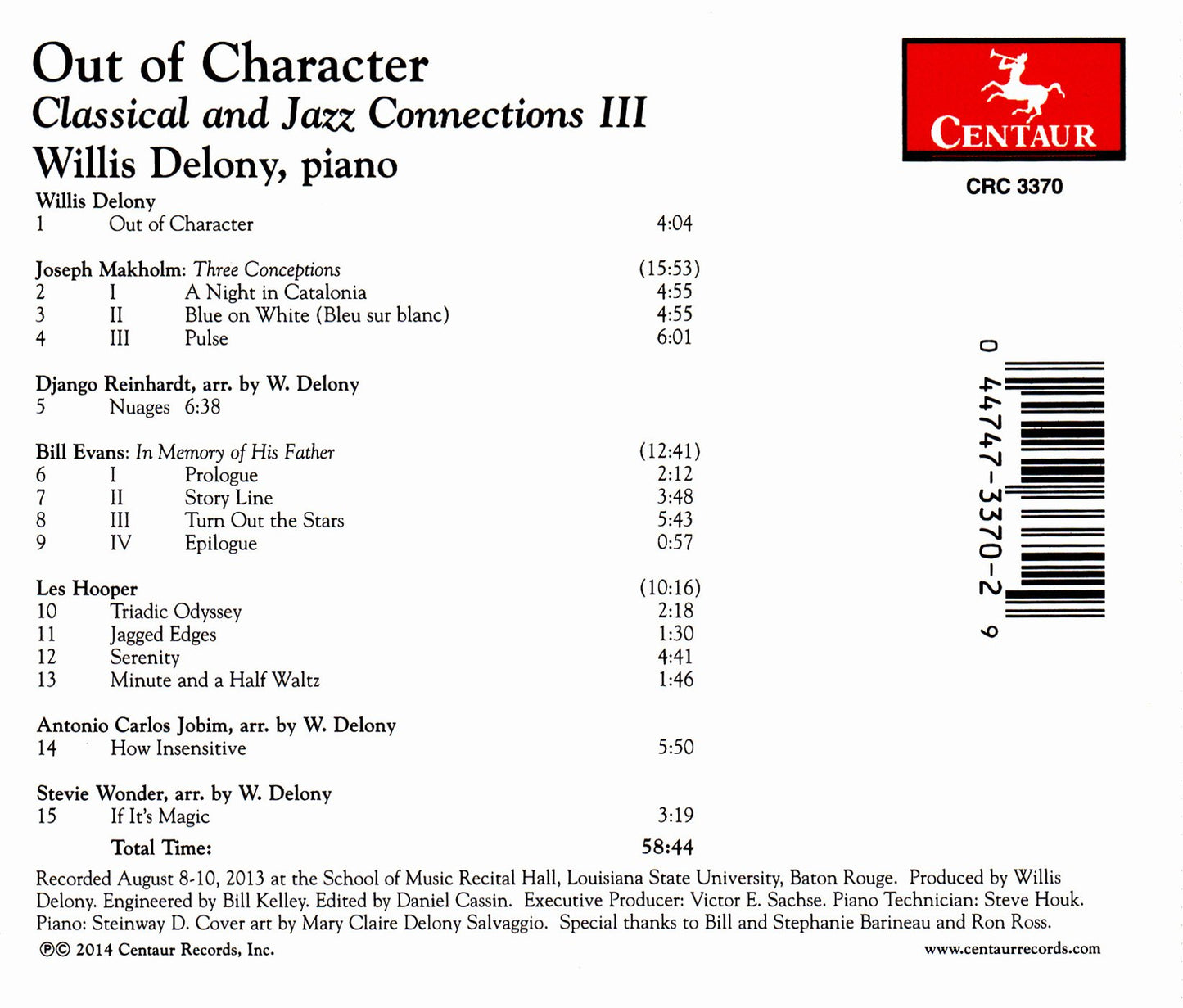 Out of Character: Classical & Jazz Connections: Vol. 3