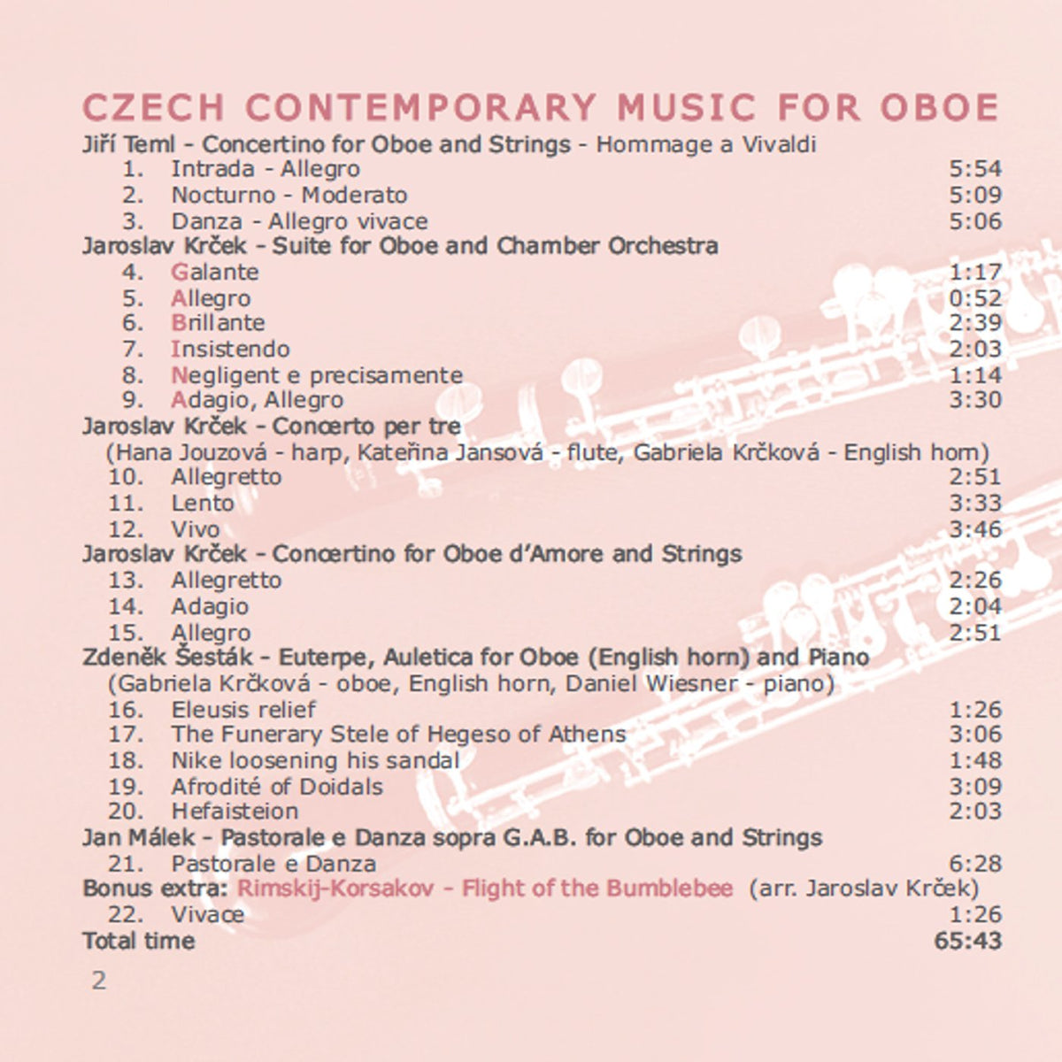 Czech Contemporary Music for Oboe