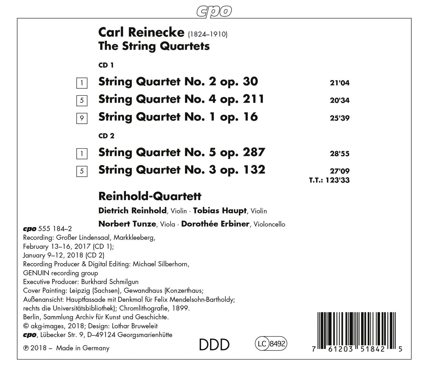 Reinecke: Complete String Quartets