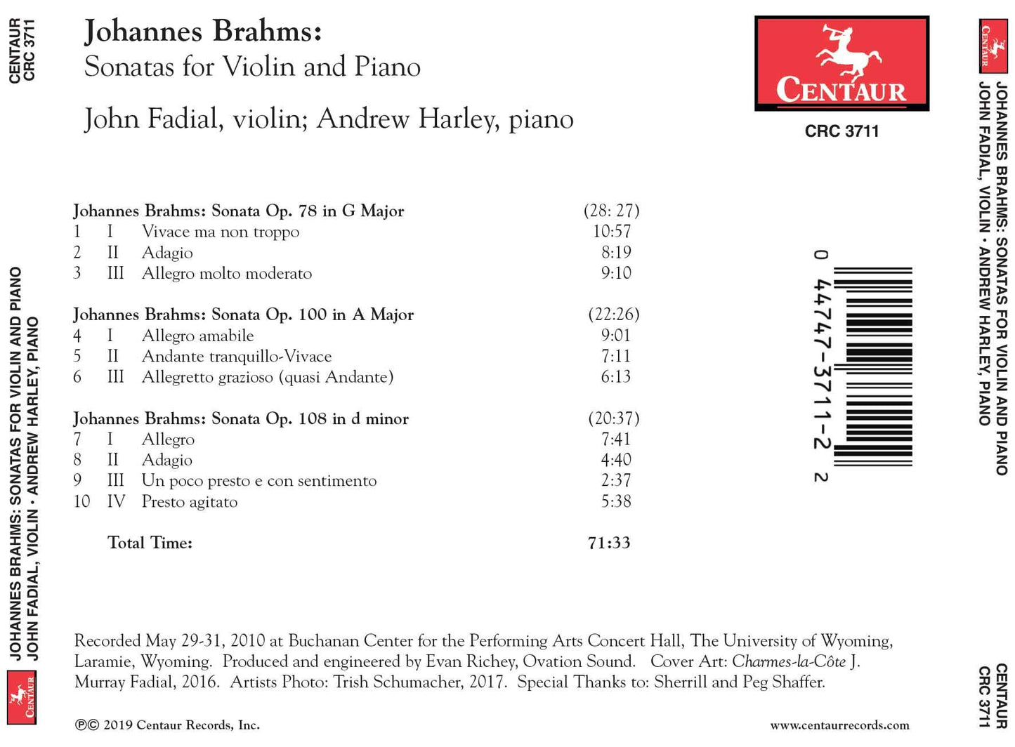 Brahms: Sonatas for Violin and Piano