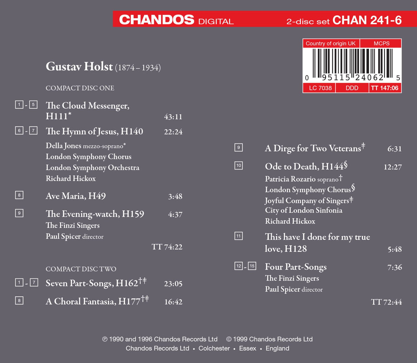 HOLST: Ave Maria / The Cloud Messenger / A Choral Fantasia /