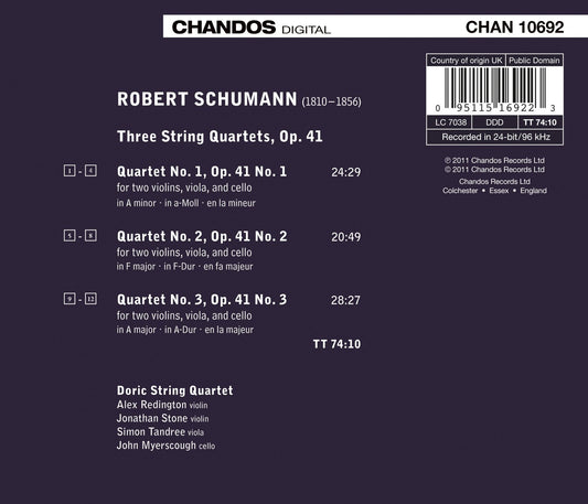Schumann: Three String Quartets, Op. 41