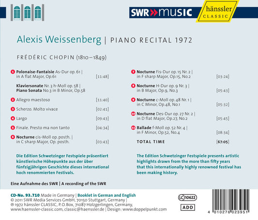 Alexis Weissenberg: Piano Recital 1972