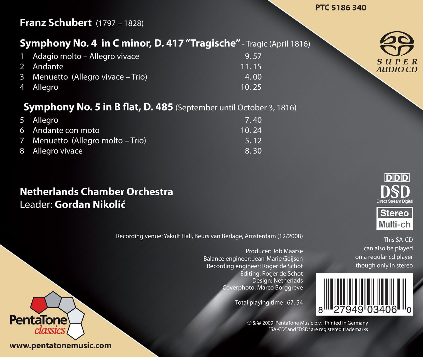 Schubert, F.: Symphonies No. 4 "Tragic" and No. 5