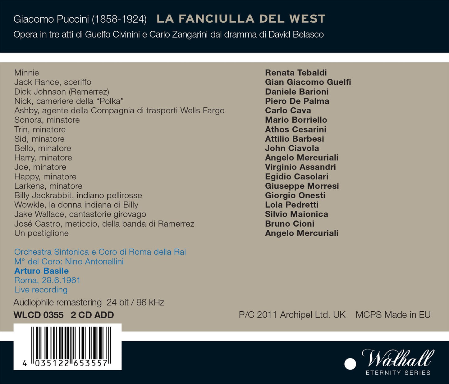 Puccini: La fanciulla del West [Recorded 1961]