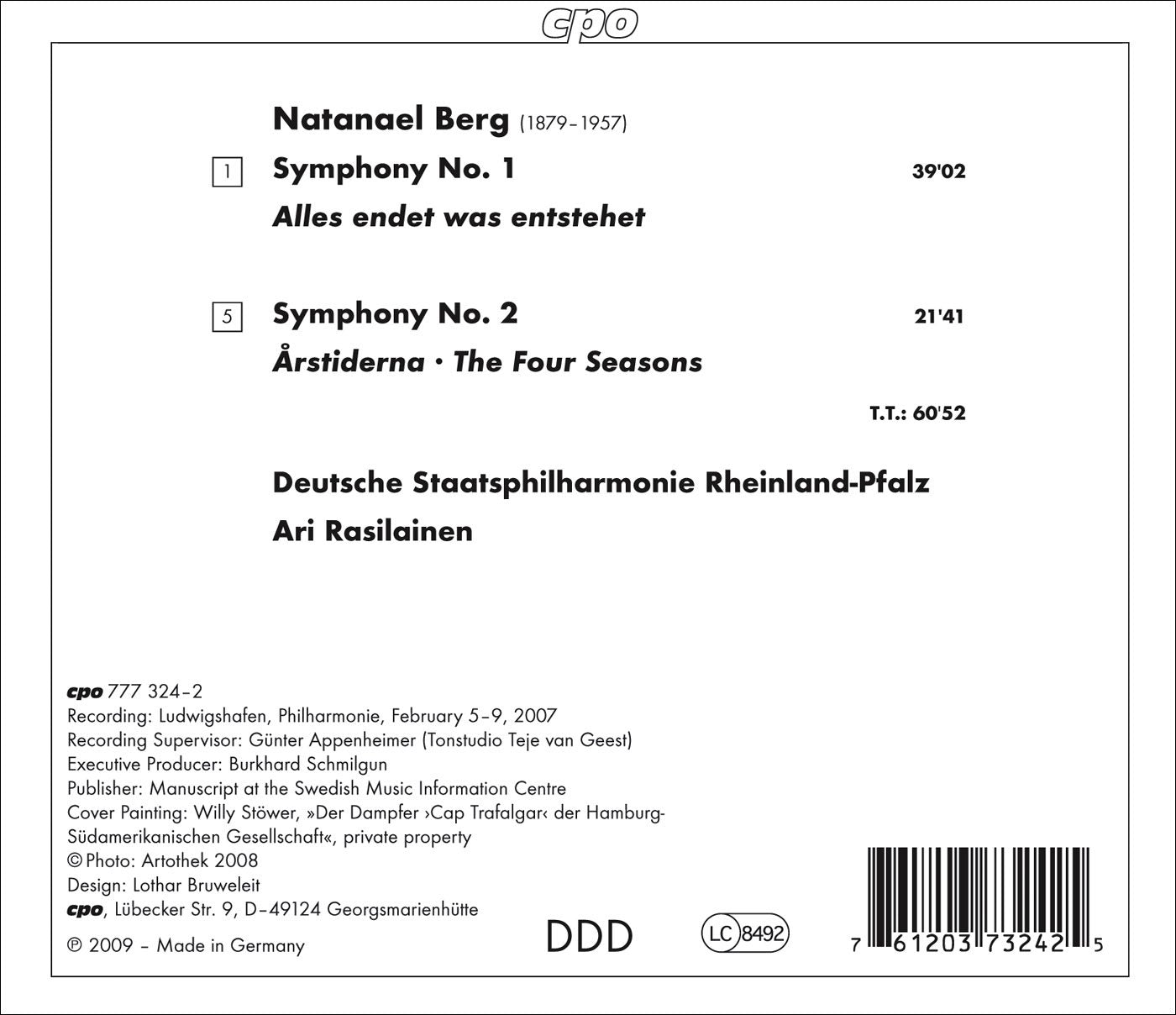 Berg, N.: Symphonies Nos. 1 and 2
