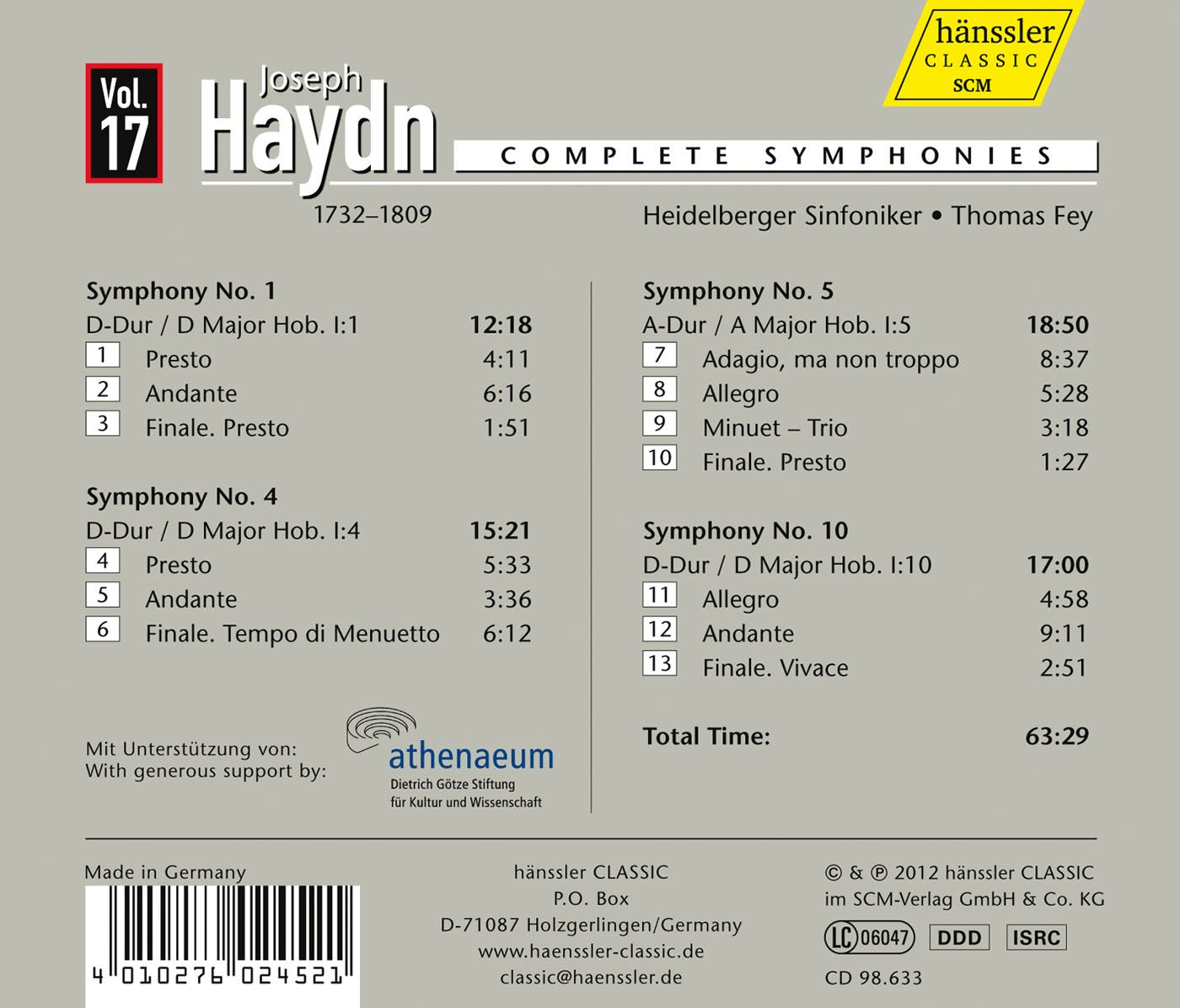 Haydn: Complete Symphonies, Vol. 17
