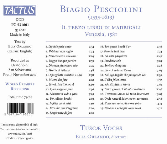 Pesciolini: Il terzo libro di madrigali