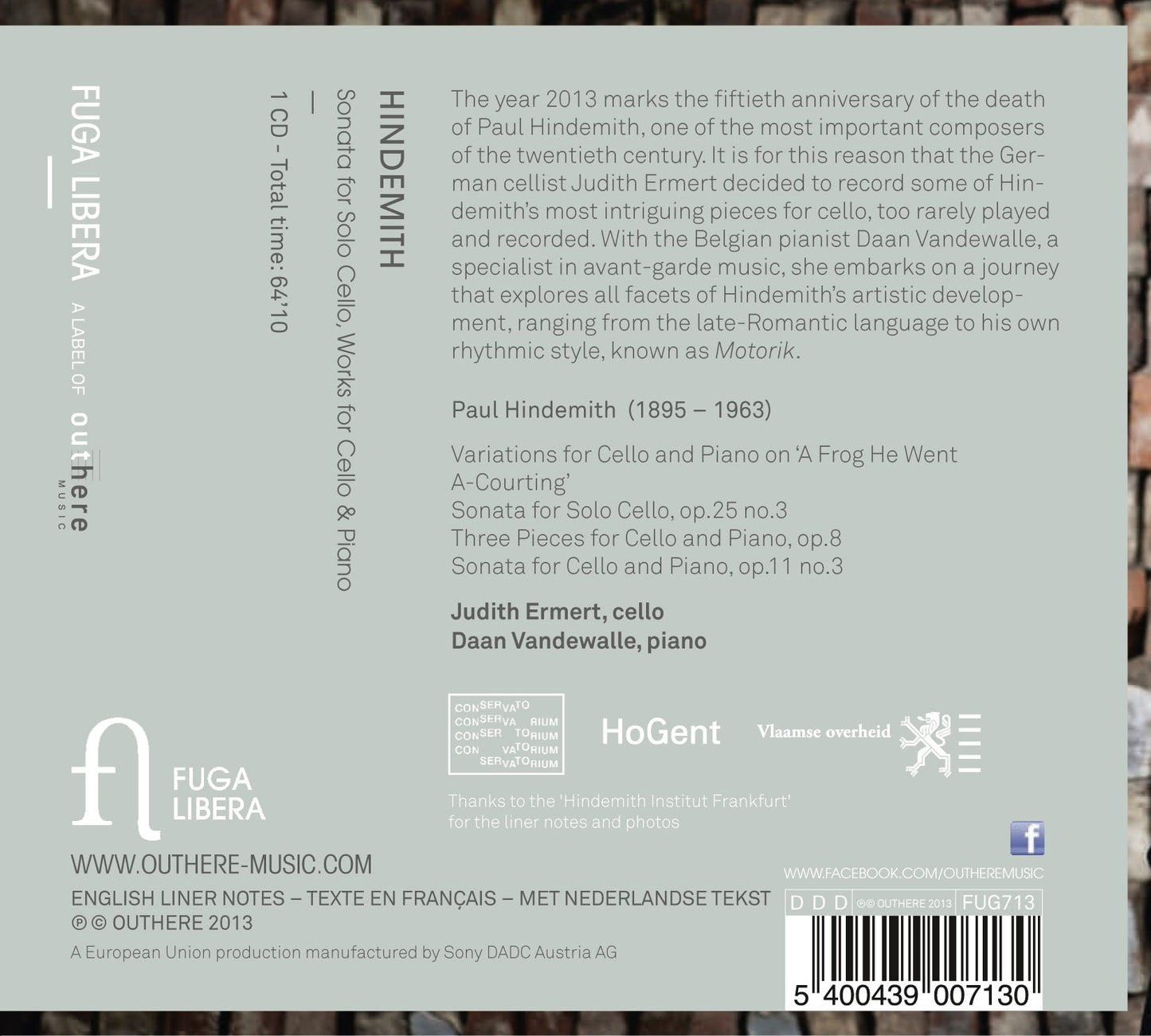 Hindemith: Sonata for Solo Cello - Works for Cello & Piano