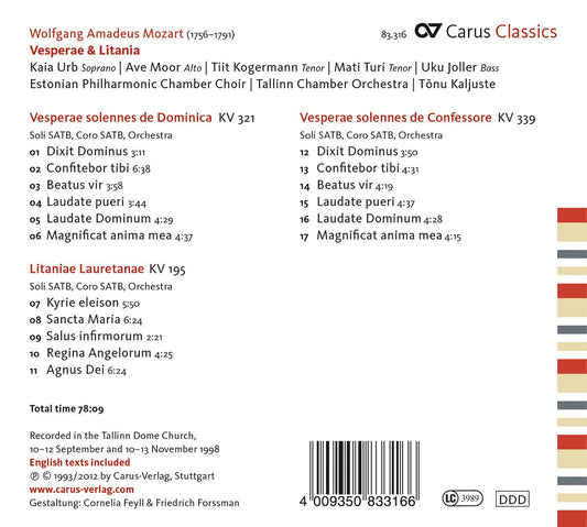 Mozart: Vesperae Solennes De Dominica - Litaniae Lauretanae
