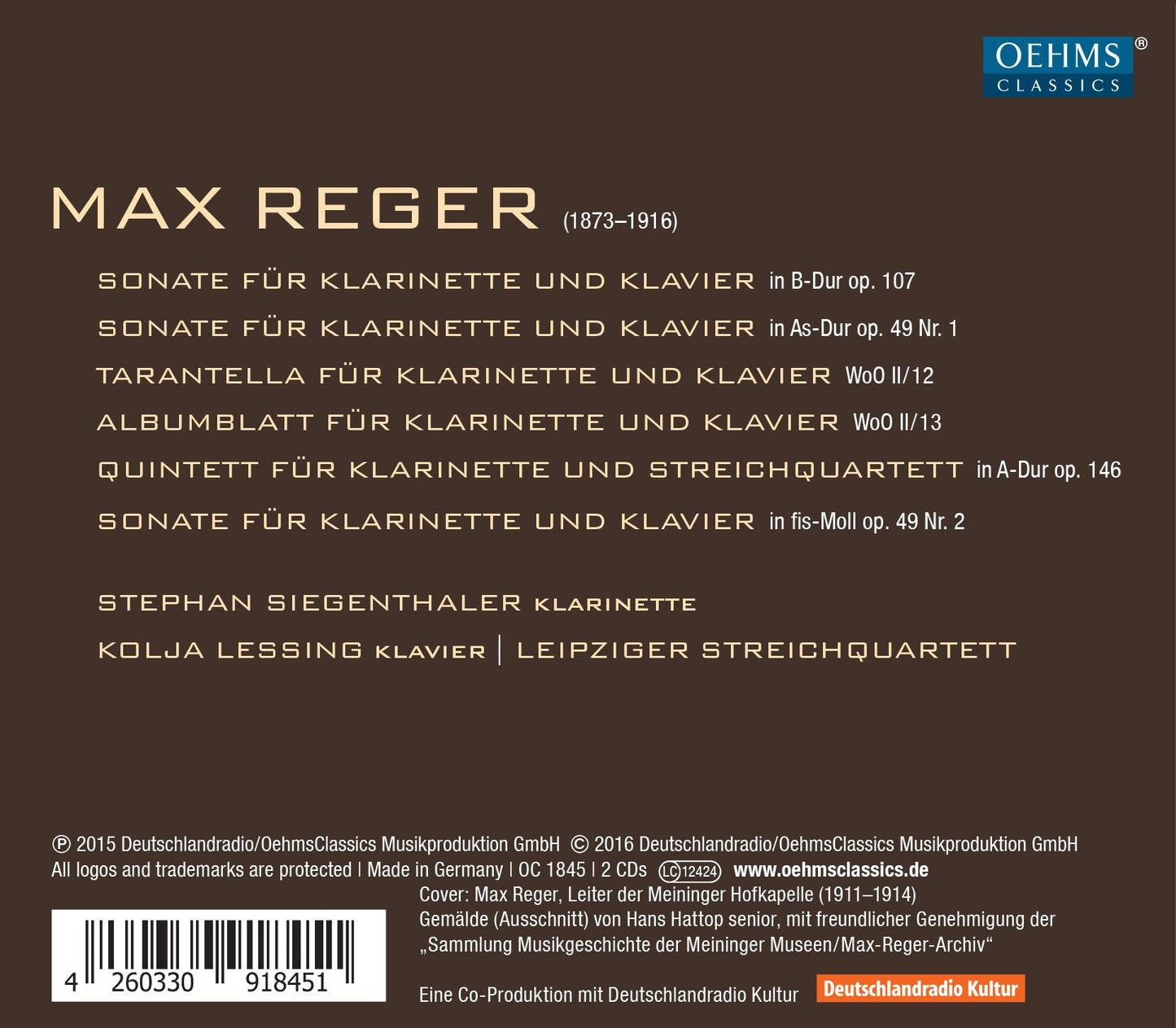 Reger: Integrale Kammermusik für Klarinette