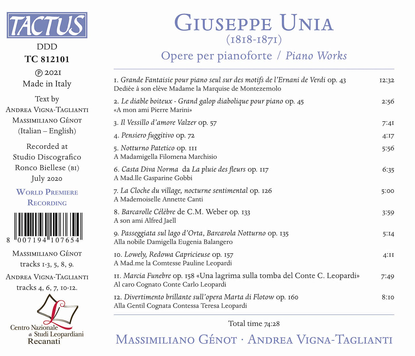 OPERE PER PIANOFORTE