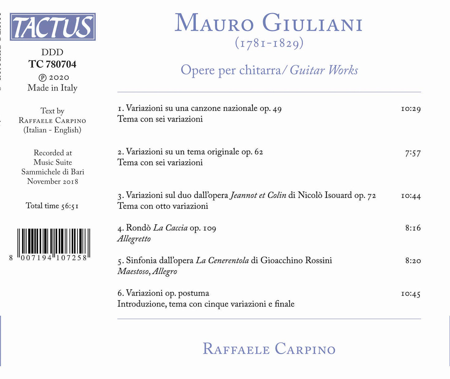 Giuliani: Opere per Chitarra