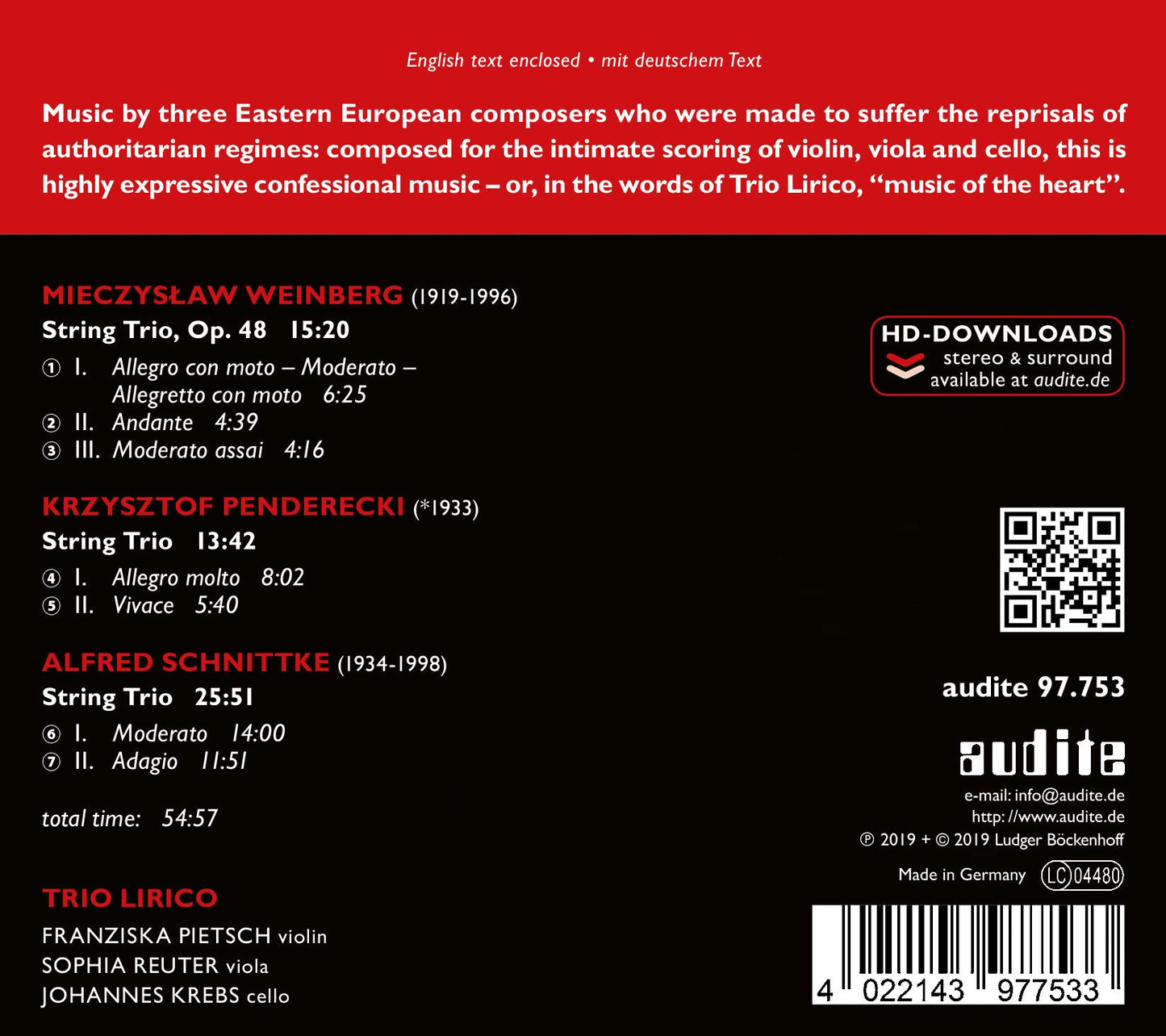 Weinberg - Penderecki - Schnittke: String Trios