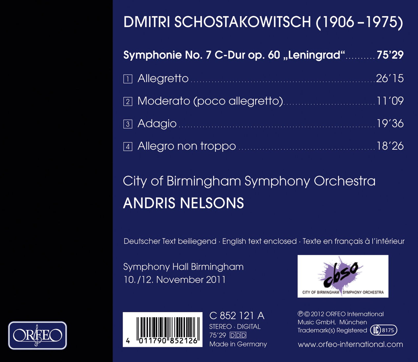 Shostakovich: Symphony No. 7 in C Major, Op. 60 "Leningrad"