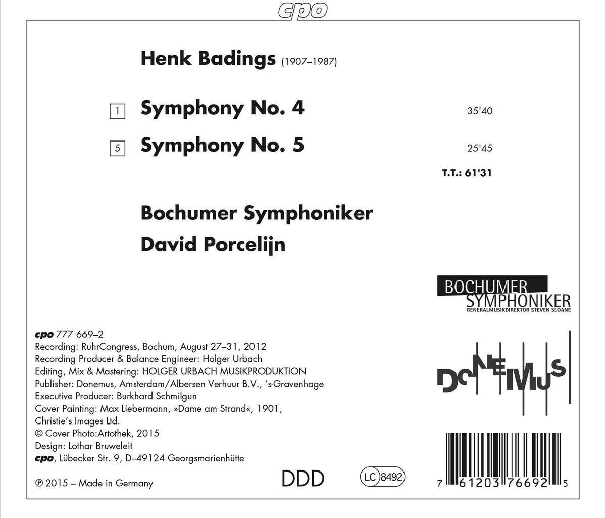 Badings: Symphonies Nos. 4 & 5