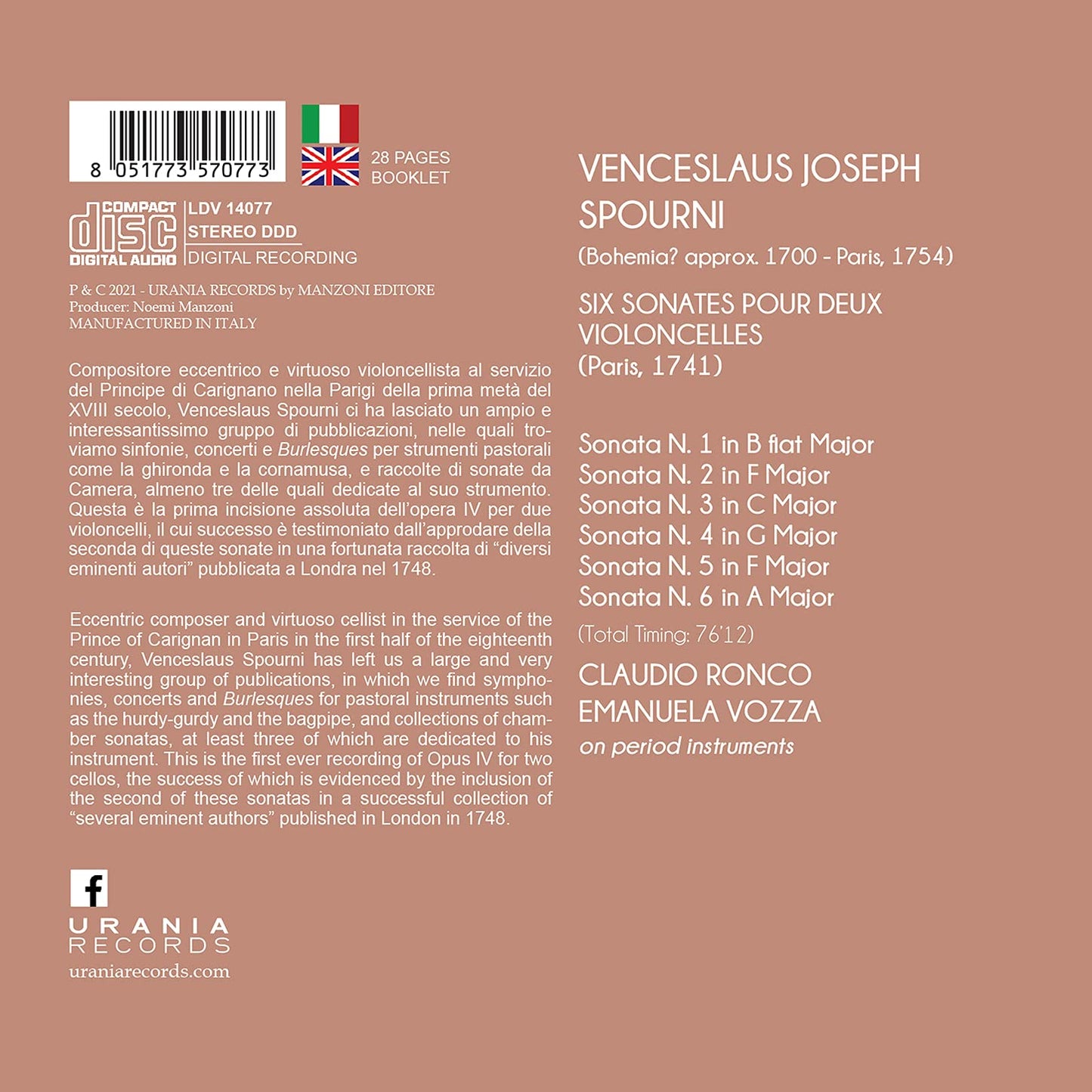 SIX SONATAS FOR TWO CELLOS